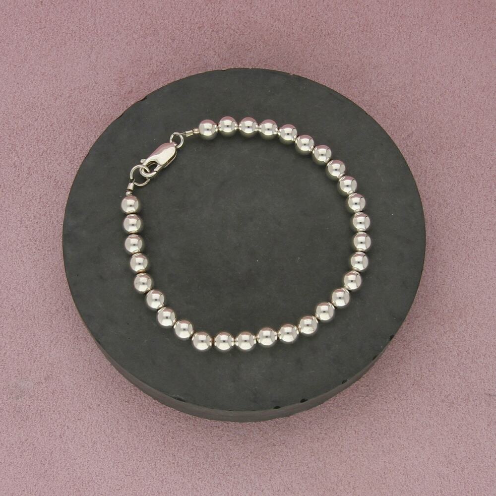 sterling silver 5mm bead chain bracelet size 7.5in